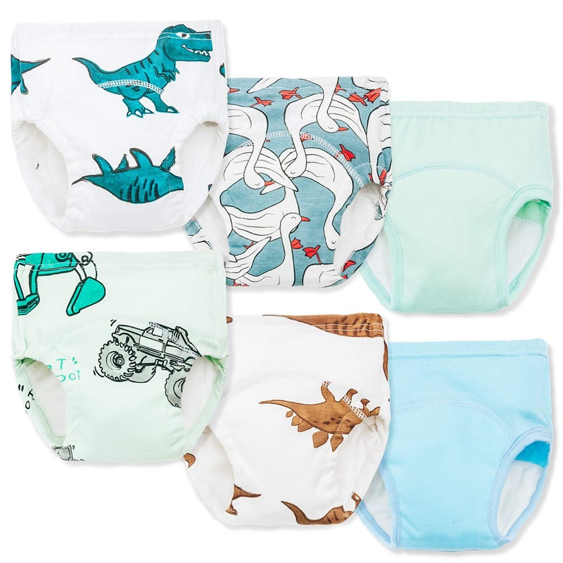 Joyo roy 6Pcs Potty Training Underwear Boys Soft Cotton Toilet Training Pants Great Aabsorption Leakproof Baby Toddler Boy Underwear 3T Comfortable Padded Pee Pants for Boys with Potty Chart - Image 1